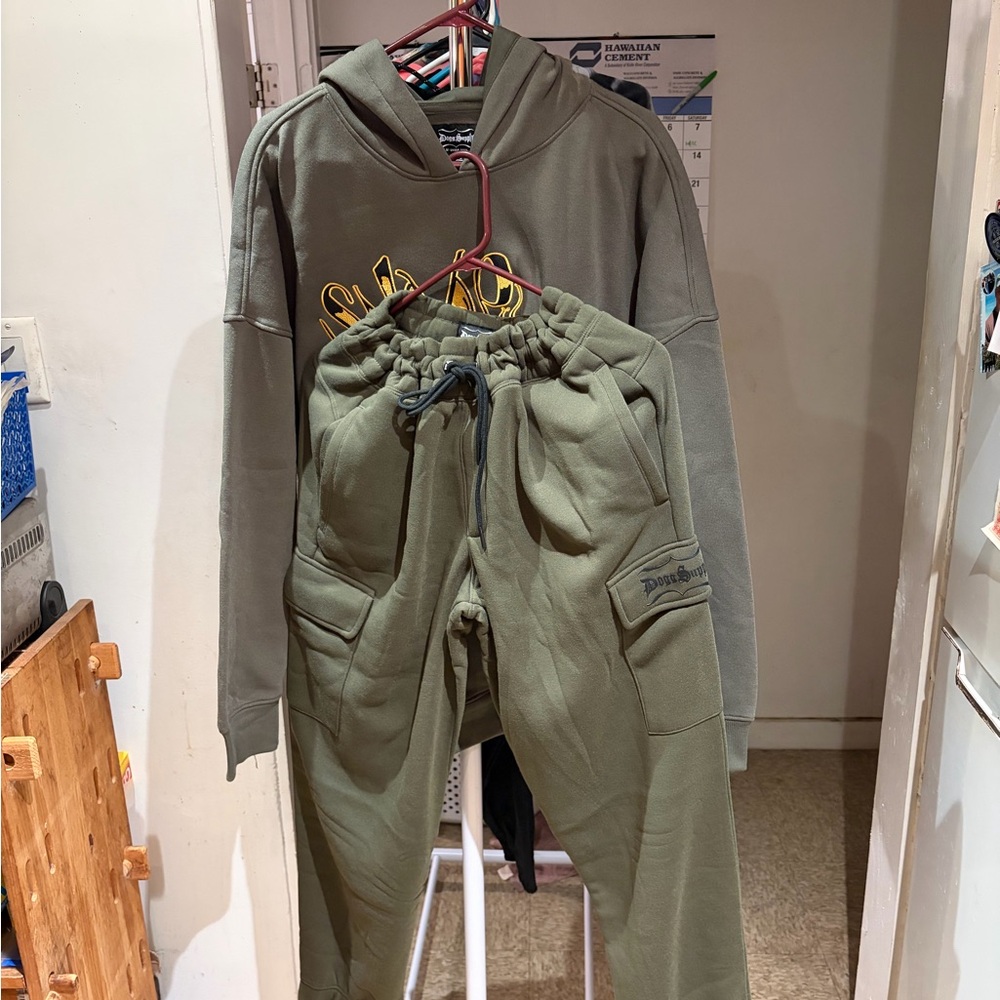 Men's Olive Green Fleece Hoodie and Jogger Set